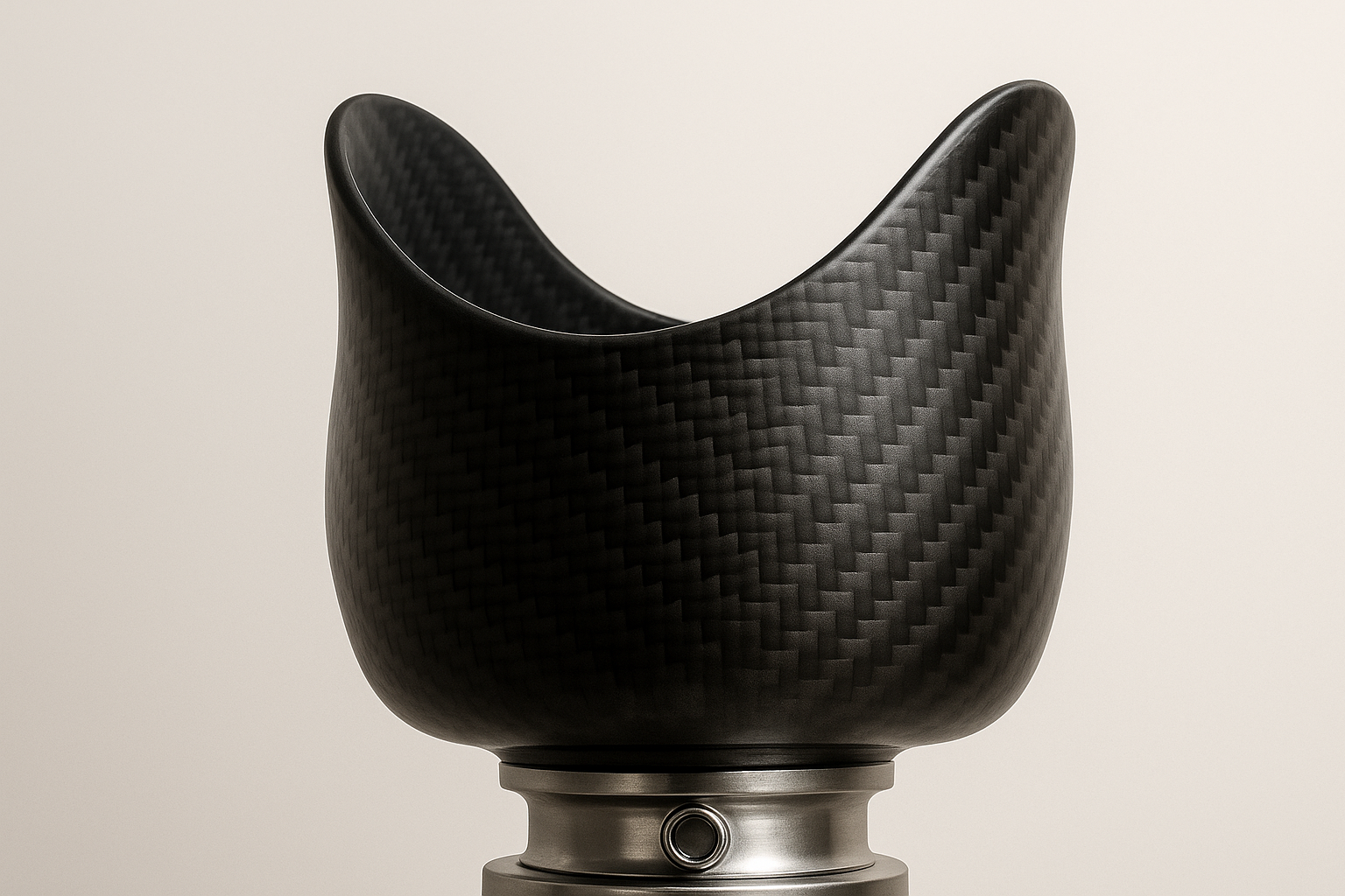carbon fiber prosthetic leg and prosthetic arm displayed together, showing composited black-and-gray fiber structure with modern aesthetic.
